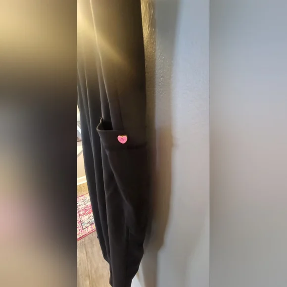 Betsey Johnson Women's Black Scrub Set with Pink Accents - Picture 9 of 10